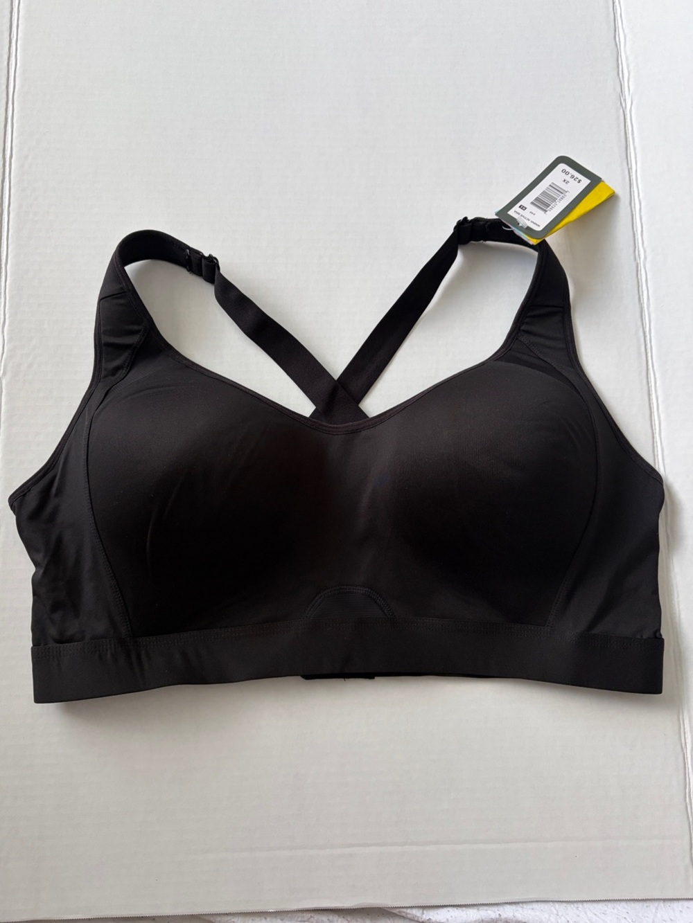 MTA Sport Black Wireless Cross-Back Support Bra NWT Size 2X